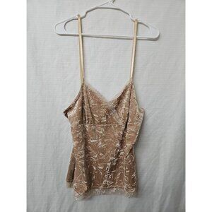 Vintage Sz XL Gold crushed Velvet Babydoll Lace Tank top Fairycore Y2k festival